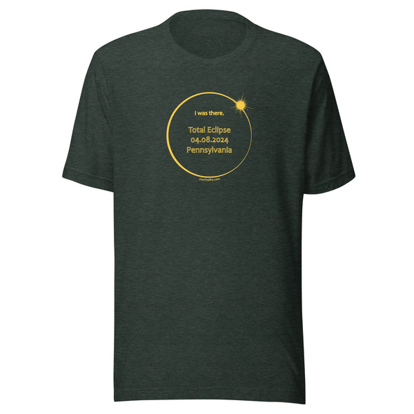 PENNSYLVANIA I Was There 2024 Total Eclipse Brag Swag Center Circle short sleeve t-shirt unisex
