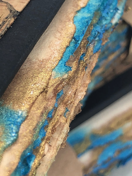 Handcrafted Journal - Guardian Sun Mountain River Valley printmaking tea/ink edge paper