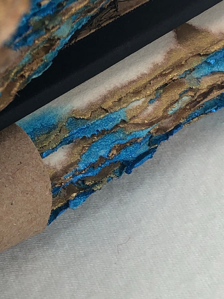 Handcrafted Journal - Guardian Sun Mountain River Valley printmaking tea/ink edge paper