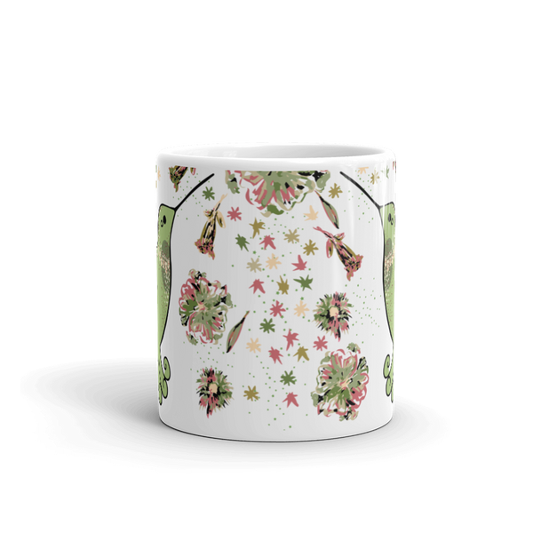 Lemongrass Hummingbird white glossy mug