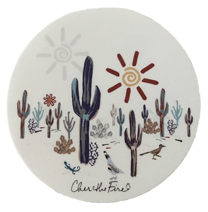 desert landscape round sticker