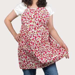 Apron Ivory Cardinals Watercolor 100% cotton adjustable