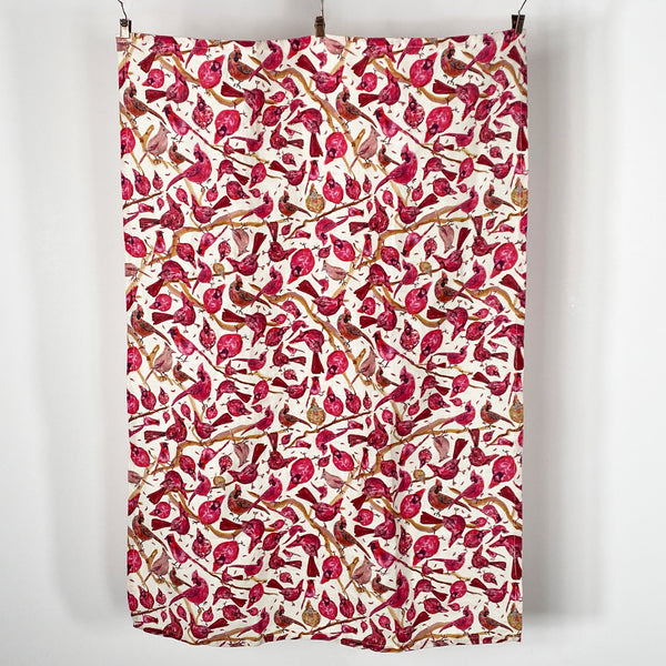 Ivory Cardinal watercolor Tea Towel and Dinner Napkin