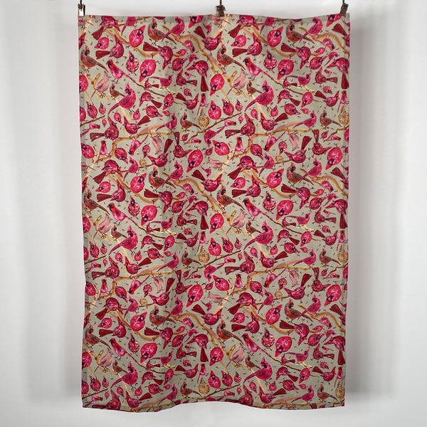 Jade Cardinal watercolor Tea Towel and Dinner Napkin