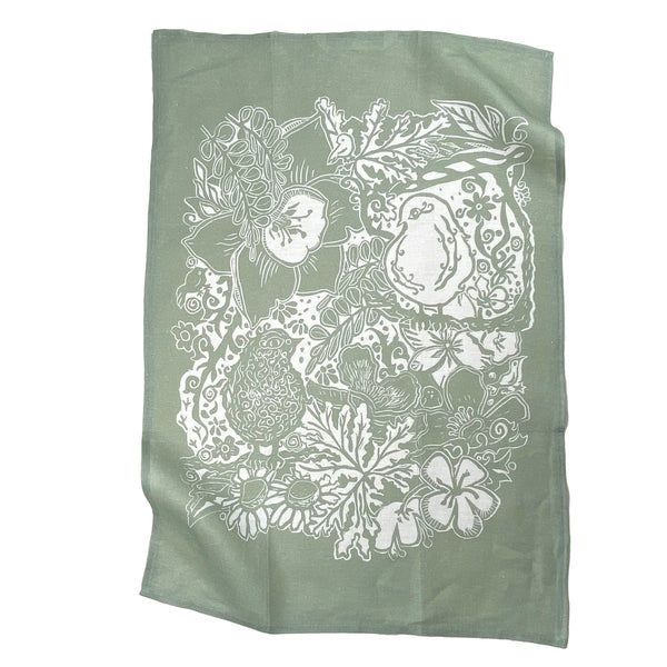 The Invitation Floral Bird Tea Towel and Dinner Napkin