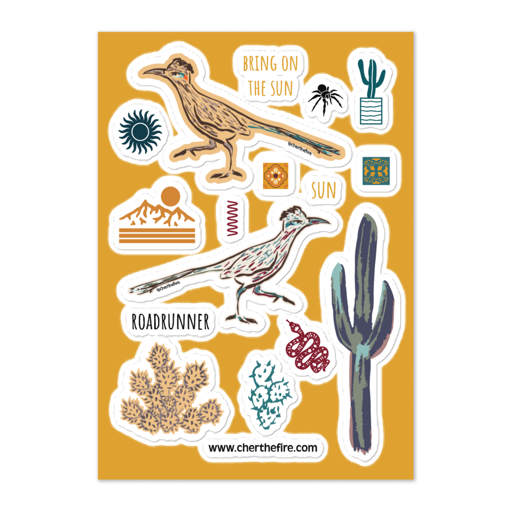 Desert Roadrunner Glossy Sticker Sheet