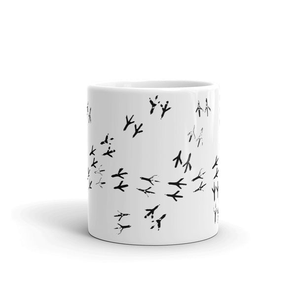 Bird Tracks white glossy mug