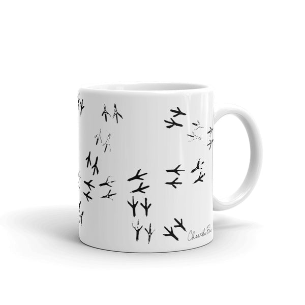 Bird Tracks white glossy mug
