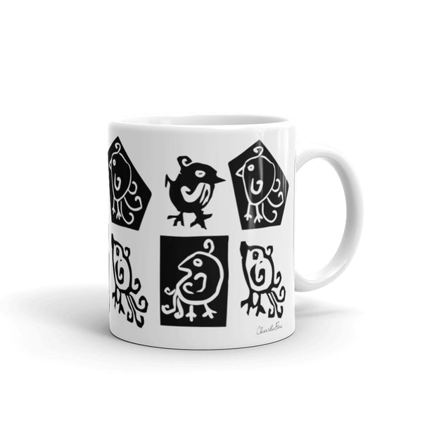 Bird Block Quartet White glossy mug