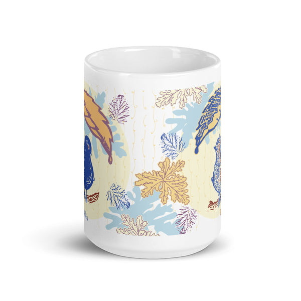 Birds in the Sun white glossy mug