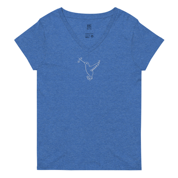 Women’s Hummingbird Hover Embroidered V-neck T-shirt